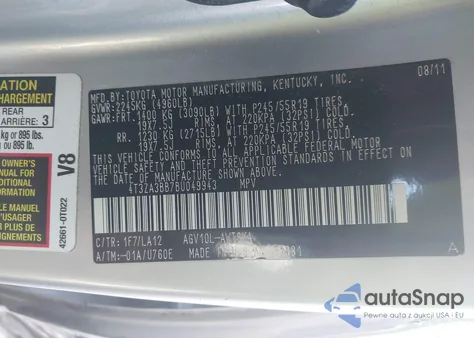 2011 Toyota Venza from USA, damaged, VIN 4T3ZA3BB7BU049943